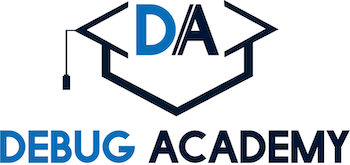 debug academy logo with graduation hat